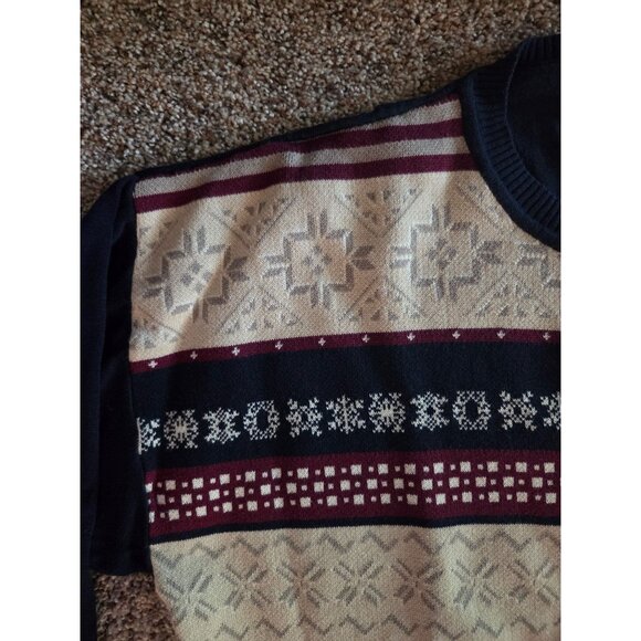 Mens Medium Vintage Bugle Boy Classics Sweater Nordic Snowflake Pattern Black Cr - Picture 3 of 8